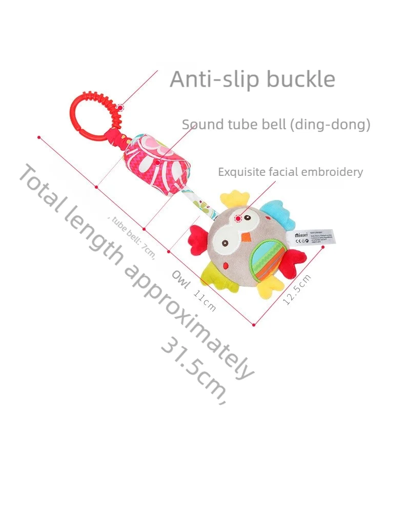 Hochets suspendus sensoriels pour bébé, jouet d'apprentissage doux, animaux en peluche, poussette, lit de voiture pour bébé, berceau avec anneau de dentition pour bébés et tout-petits
