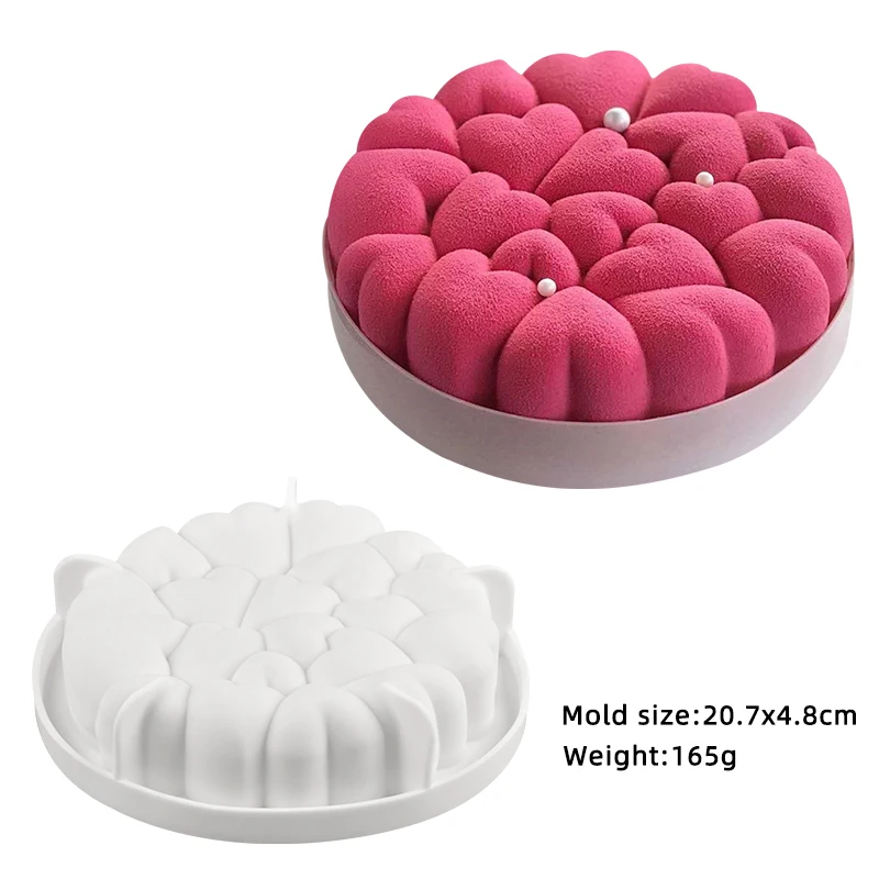 Heart Mousse Pastry Moulds Silicone Cake Molds Valentine\'s Day Rose Dessert Baking Tools Kitchen Bakeware