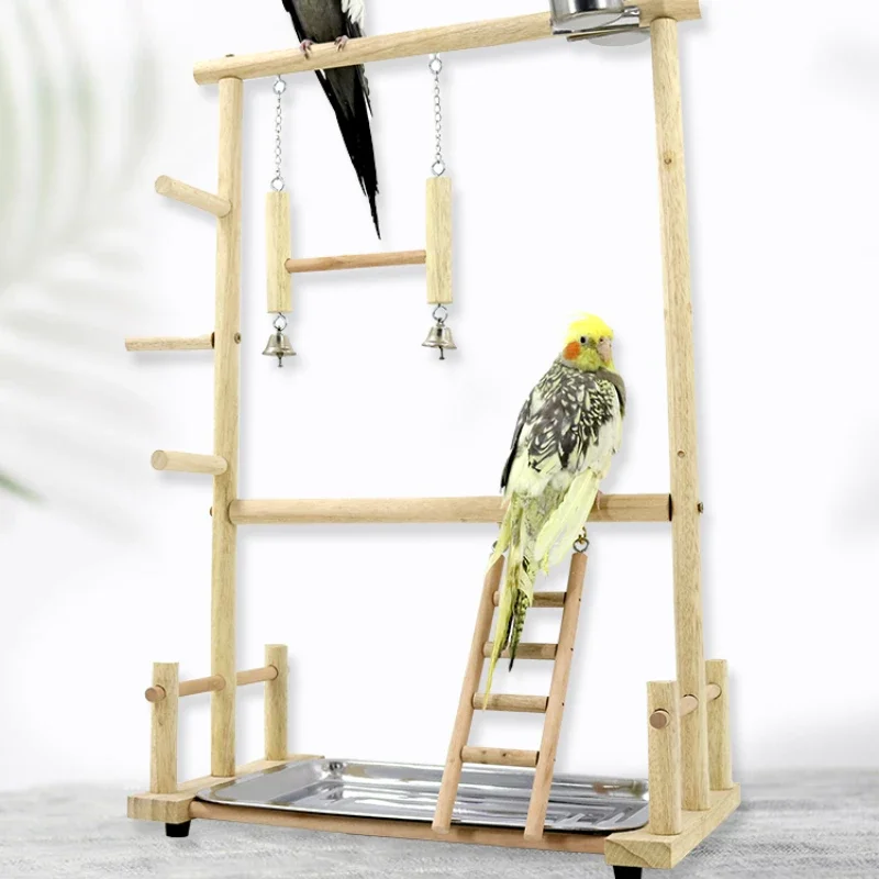 Parrot Game Shelf Parrot Toys Supplies Training Station Rack Funny Bird Toy Bird Chamfer Ladder Swing Ladder