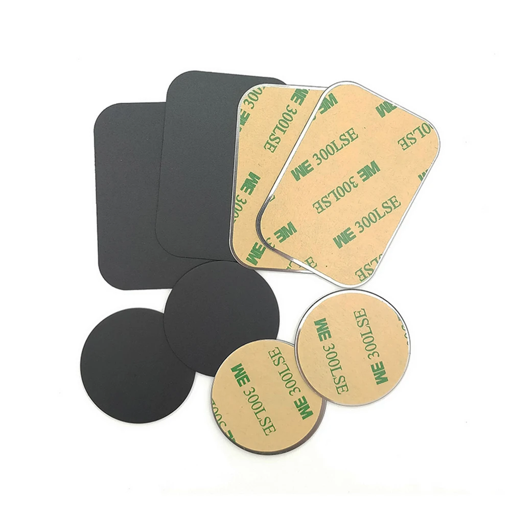 1/3/5pc Thin Metal Plate For Magnetic Car Phone Holder Iron Sheet Sticker Disk For Magnet Phone Stand Mount Round Retangle Black - náhled 3