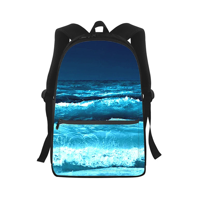 Mochila con estampado 3D de paisaje marino para hombre y mujer, bolso escolar de moda para estudiantes, mochila para ordenador portátil, bolso de hombro de viaje para niños