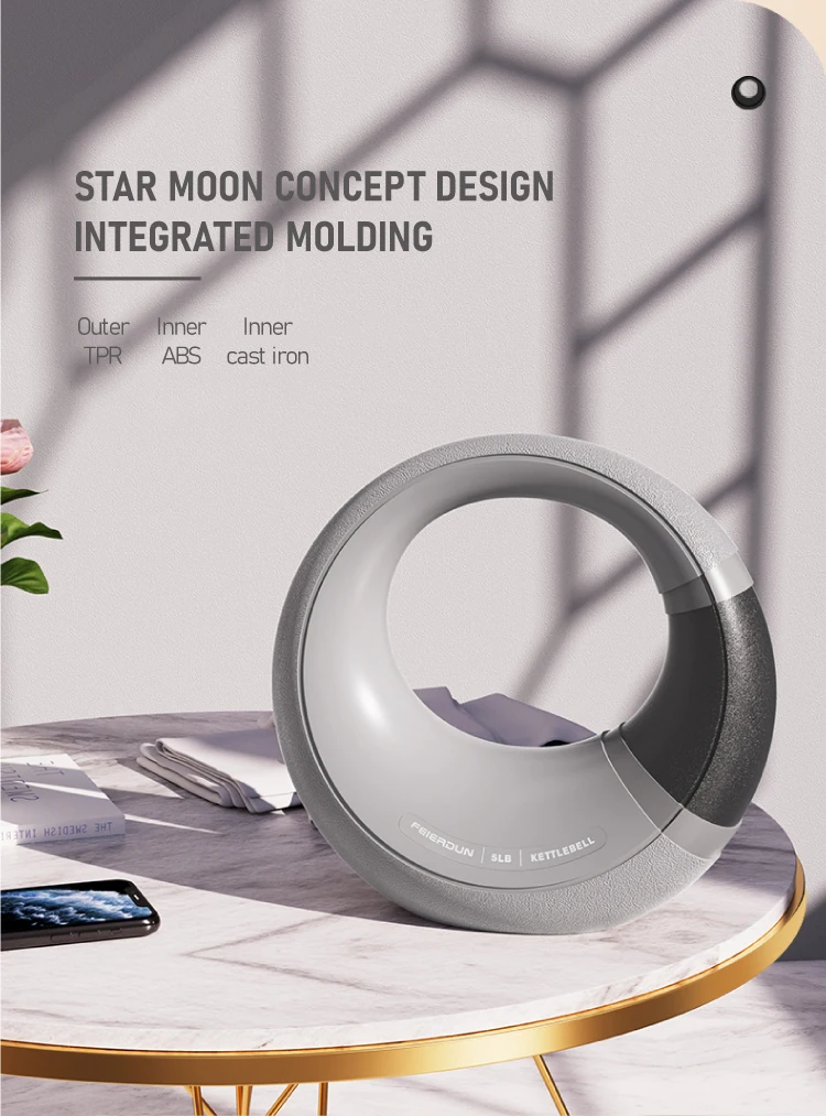 دمبل Kettlebell مصنوع من السيليكون على شكل قمر للنساء لتمارين اللياقة البدنية #5