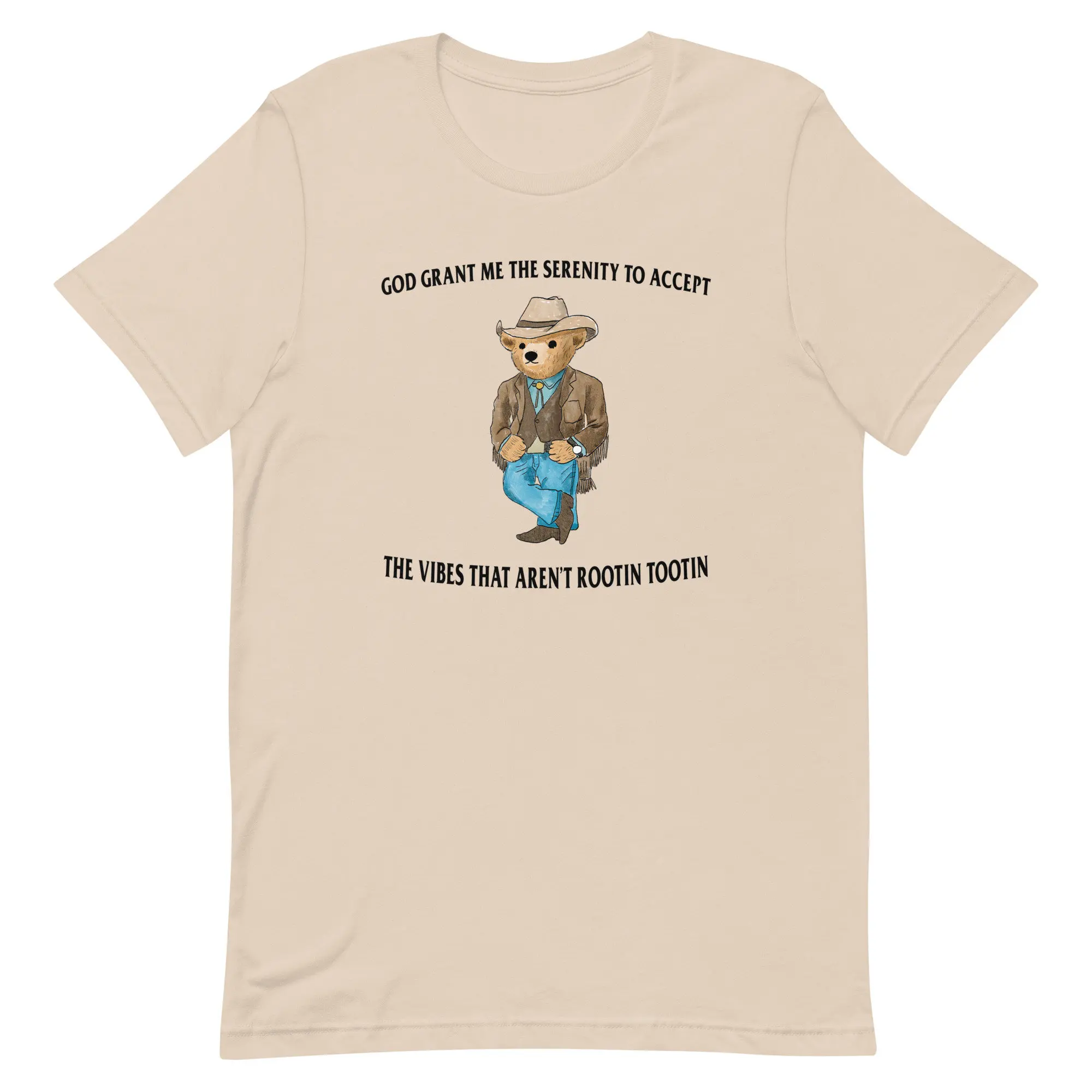 God Grant Me The Serenity To Accept The Vibes That Are Not Rootin Tootin Slogan Women T-shirt A Bear in A Suit Print Girl Tee