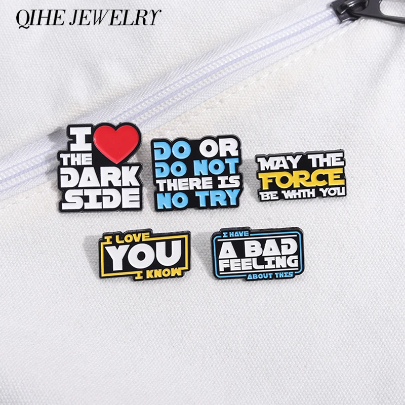 Sci-fi Movies Enamel Pins Custom May The Force Be With You Brooches for Backpack Clothes Lapel Badges Jewelry Decoration Gift