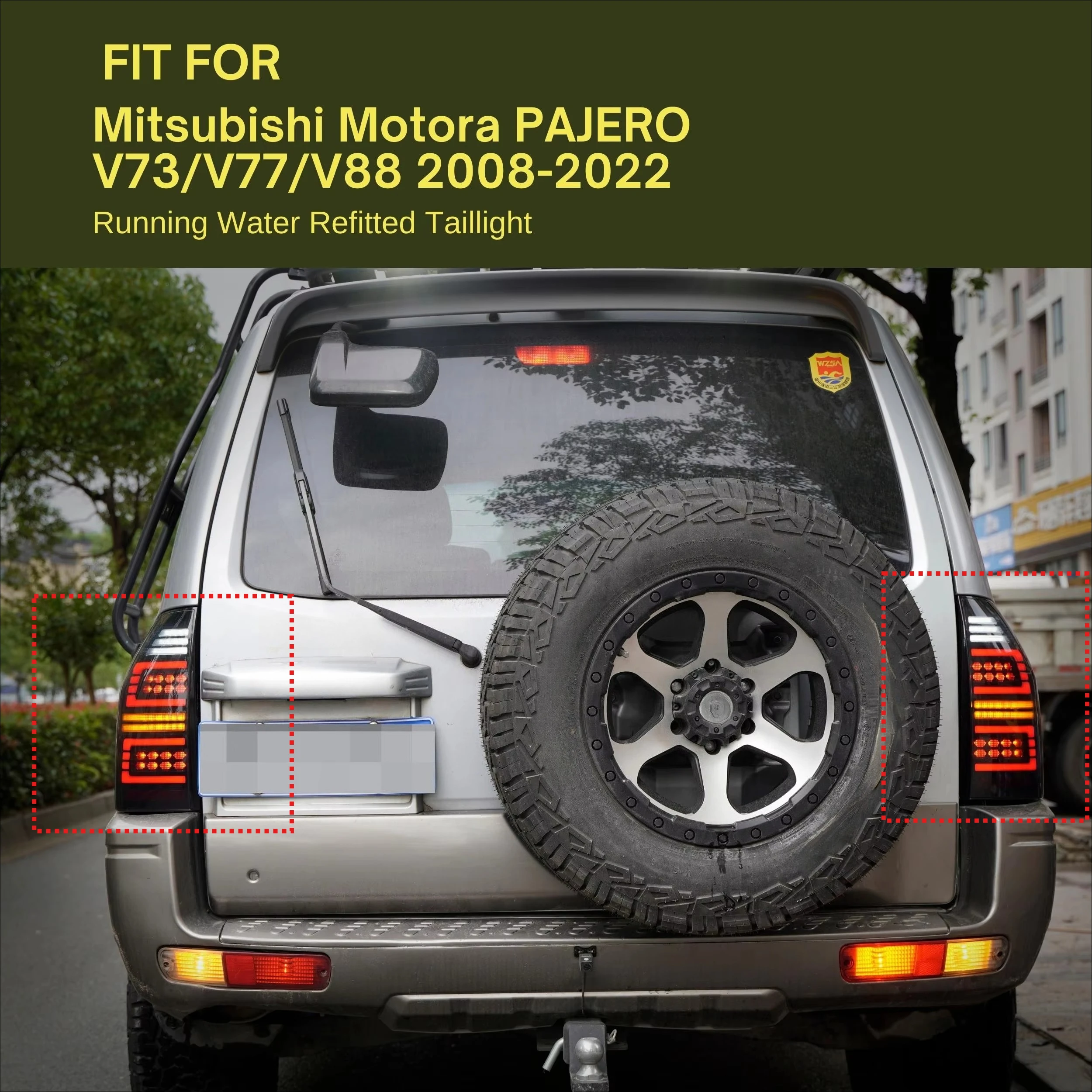 

for Mitsubishi Pajero V73 V77 V88 2Pcs Led Tail Light Assembly Rear Driving Reverse Brake Light Dynamic Turn Signal Accessories