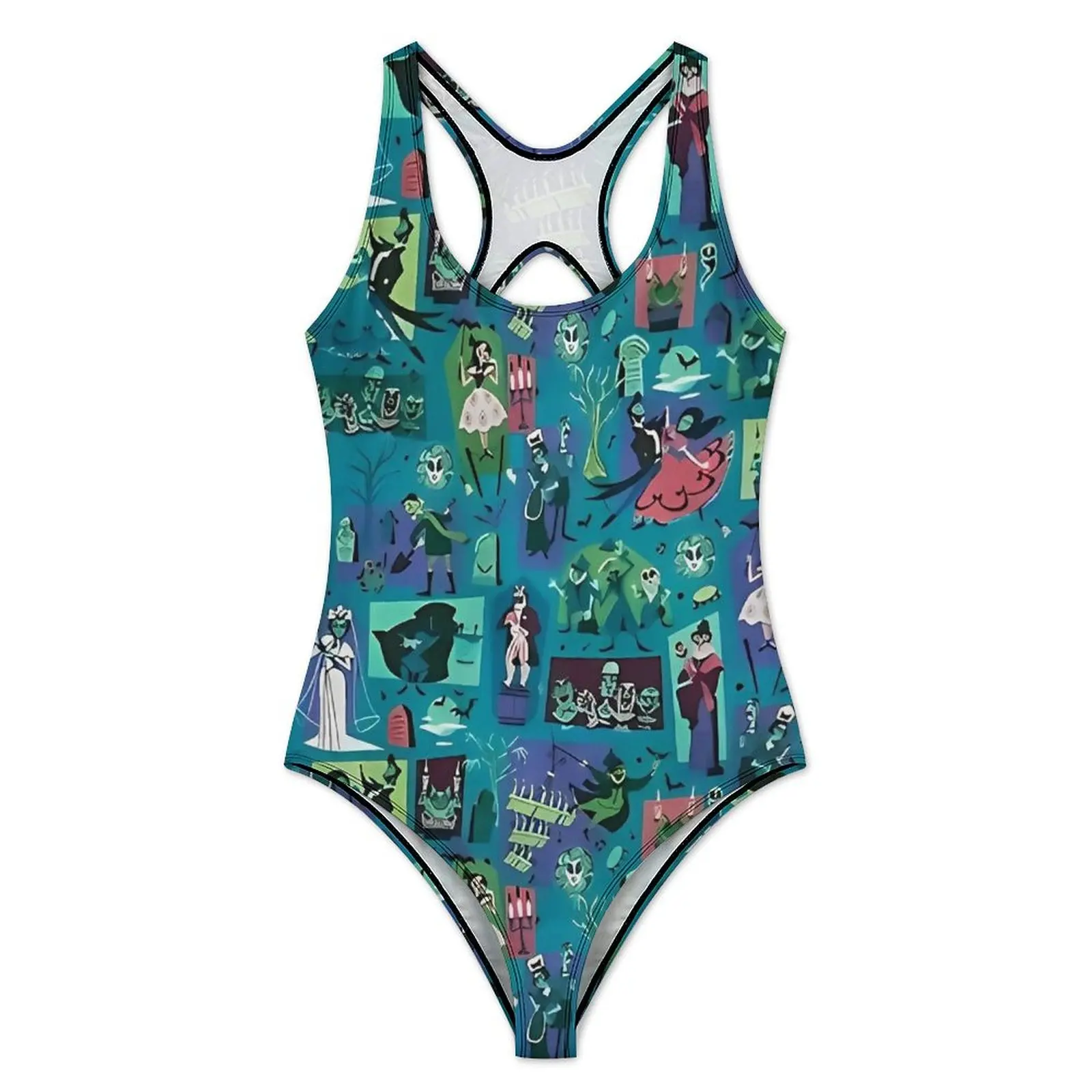 New Haunted Mansion Swimsuit Halloween Push Up Swimwear One Piece Fitness Bathing Suits Swimsuits Sexy Design Beachwear