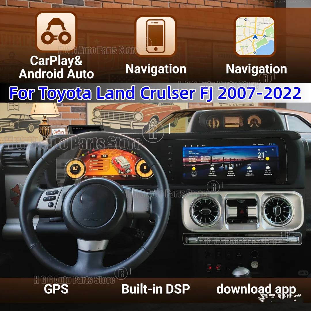 

Dual Screen 12.3"Android 13 CarPlay Car Radio For Toyota Land Cruiser FJ 2007-2022 Touch Screen Multimedia Player GPS Navigation