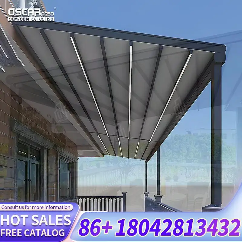 Outdoor Garden Patio Cover Canopy Louver Roof Aluminum Structure for Backyard Poolside Balcony Retractable Canopy Pergola