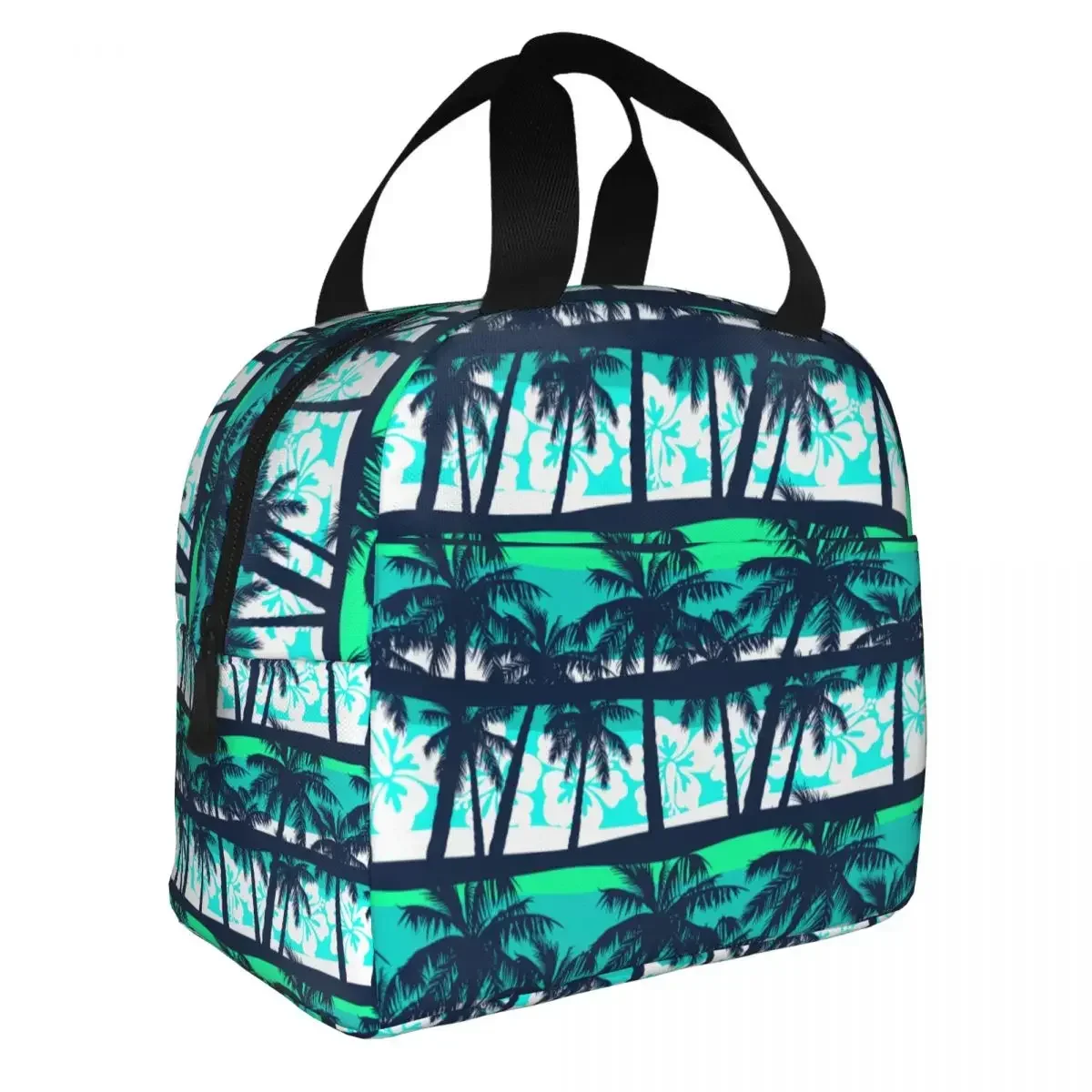 Lunch Bag for Women Kids Tropical Frangipani Palm Trees Thermal Cooler Bag Waterproof Work Polyester Tote Food Storage Bags