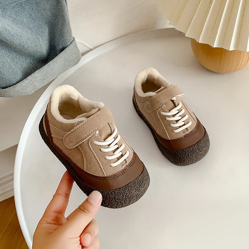 Chaussures décontractées pour bébés garçons et filles, baskets pour enfants, semelle souple anti-brûlure, chaussures pour tout-petits, bloc coloré, automne, hiver