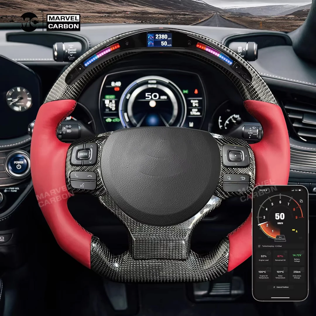

Светодиодный руль из углеродного волокна для Lexus IS, индивидуальный руль из 100% чистого углеродного волокна