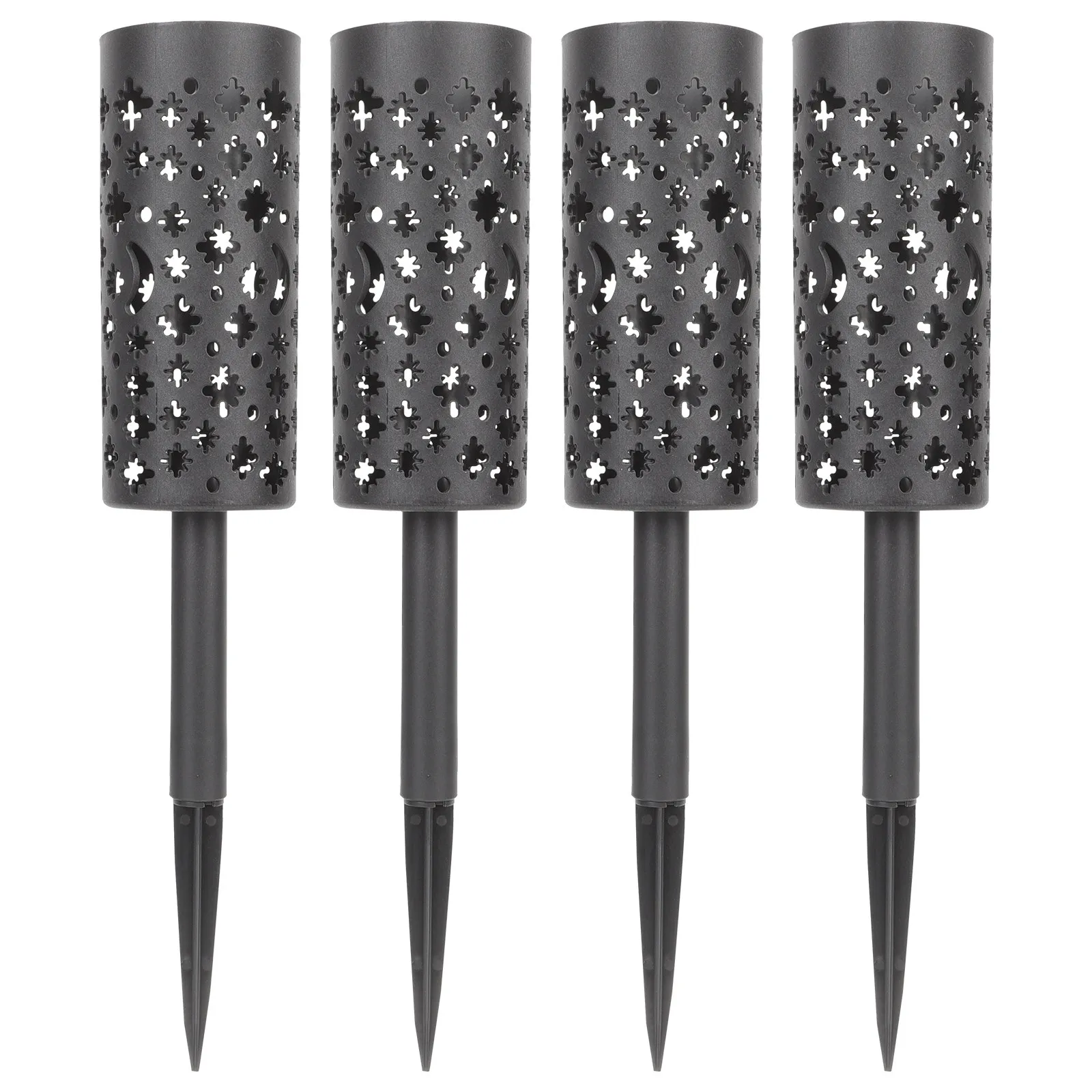 4Pcs Black Plastic Cemetery Flower Container Grave Vase Hollow Flower Holder for Artificial Fresh Flowers Outdoor