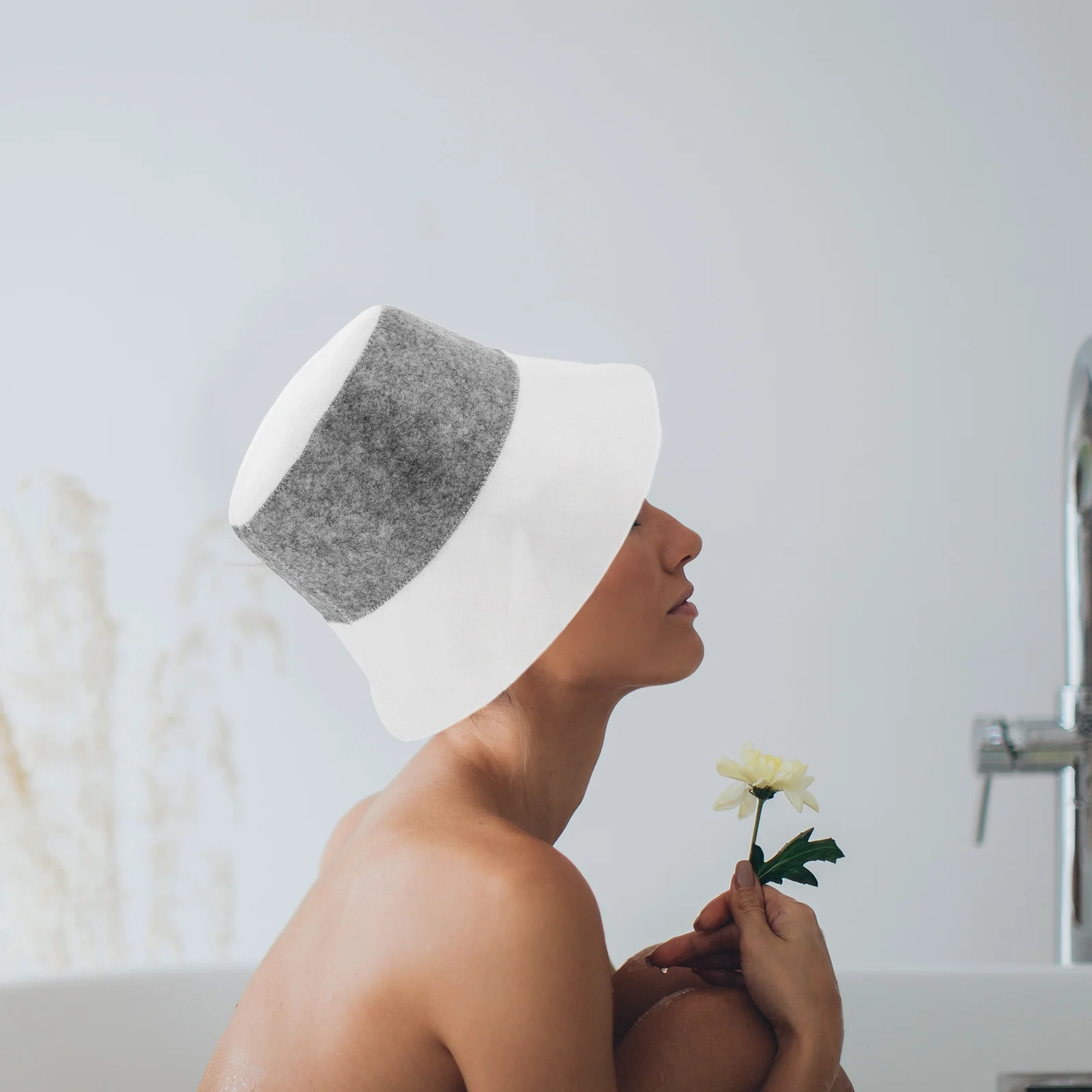 

2Pcs Felt Sauna Hats Bucket Cap Insulated Heat Resistant Sweat Absorbent for Men Women Shower Bath Hair Protection