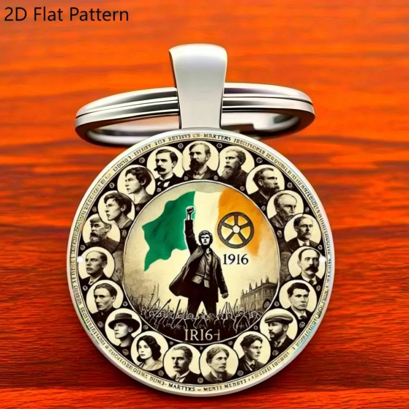 1916 Irish Seal Keychain – 2D Zinc Alloy Car Gift for Halloween Christmas Birthday Anniversary Party