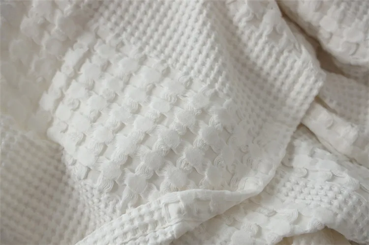 Waffel karierte Baumwoll-Sofa-Einwurf decke, Luft zustand Sommer-Quilt-Decken für Betten, weiches Heim bettdecke, solide Tages decke – Detail 15