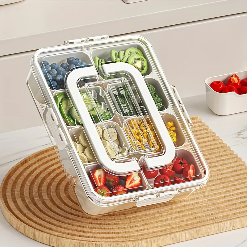 

8-Compartment Airtight Food Storage Containers, Leak-Proof And Reusable Divided Food Storage Boxes For Fruits, Snacks, Vegetable