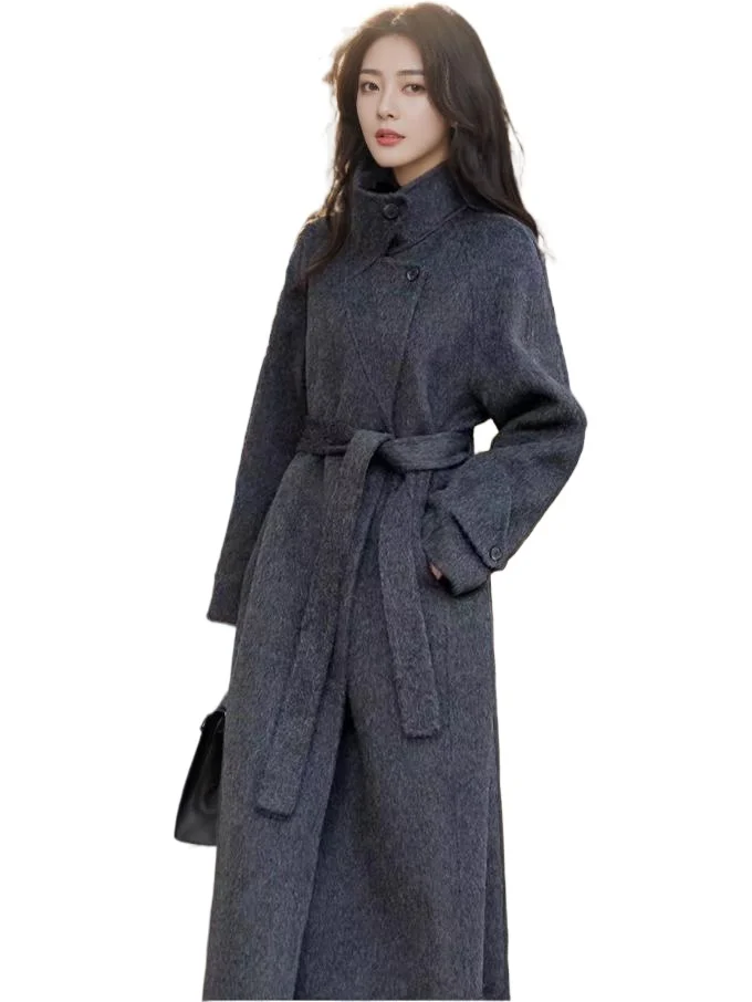 

High-end stand-collar double-faced cashmere coat for women, 2025 autumn and winter new style, Korean version