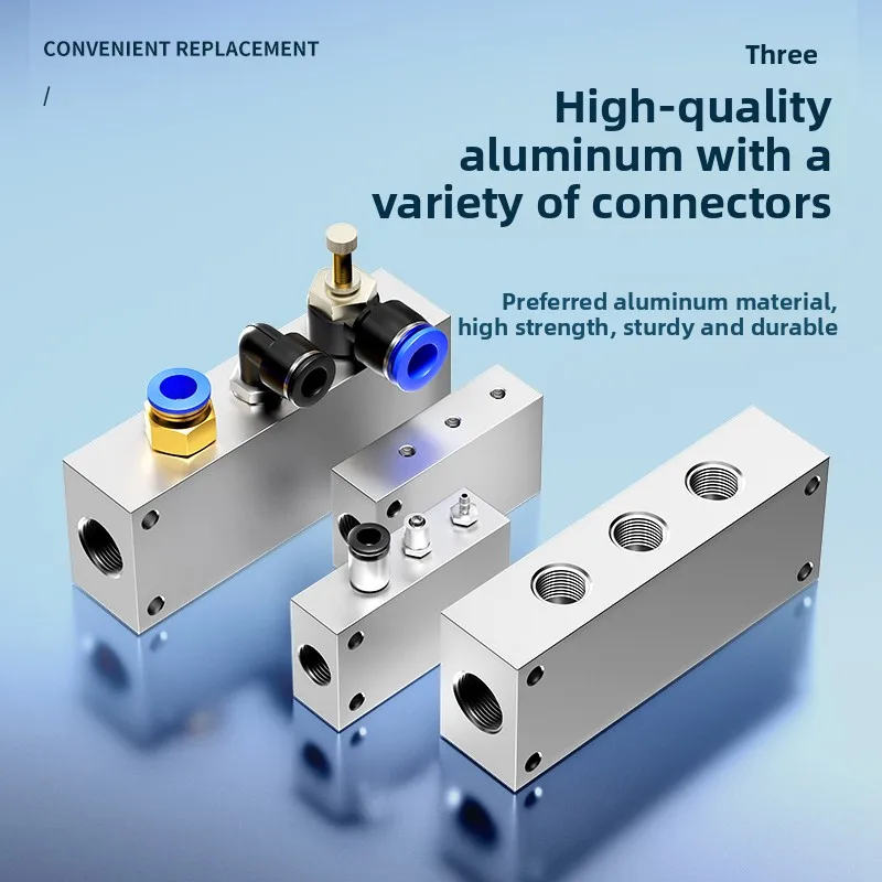 Pneumatic Manifold Air Splitter Multi-circuit Gas Distribution Block Double Row Aluminum Bar