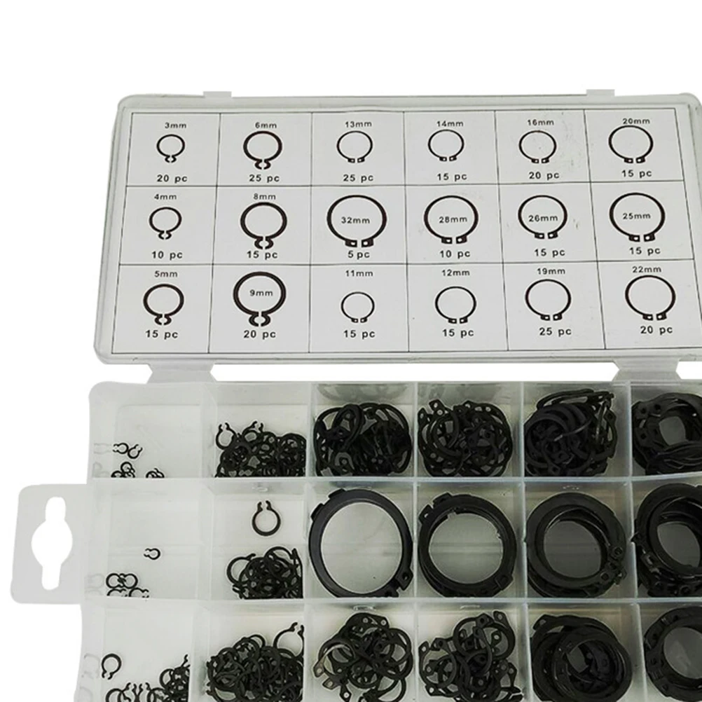 

300 Pcs Carbon Steel Retaining Ring Set External Snap Retainer Assortment Circlip