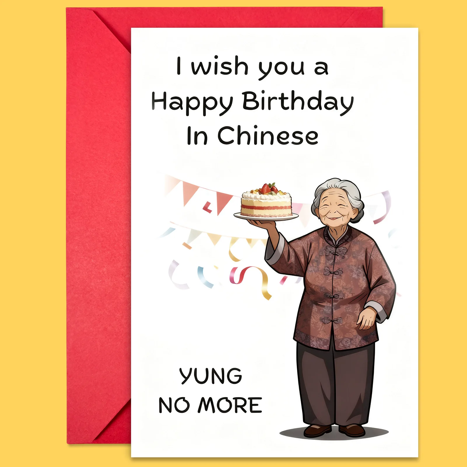 Interesting birthday card with envelope, sending elders a blessing gift and a thank-you message card.