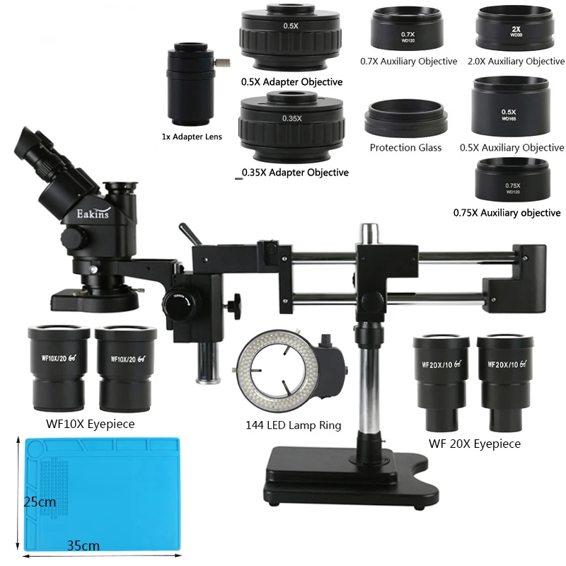 Zoom 3,5X-90X Trójokularowy podwójny wysięgnik stojak na ramię naprawa telefonu przemysłowego PCB laboratorium inspekcyjne wykrywanie mikroskop stereoskopowy