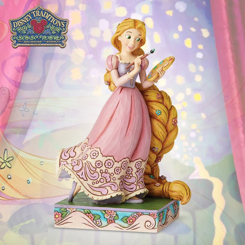 

Disney Genuine Super cute Adventurous Artist Princess Rapunzelpainting Figure Collection Toy Tabletop decoration