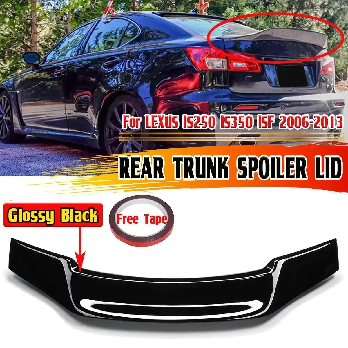 New IS350 RT Style Car Rear Trunk Spoiler Lip Boot Lip For LEXUS IS250 IS350 ISF 2006-2013 Rear Trunk Spoiler Boot Wing Body Kit