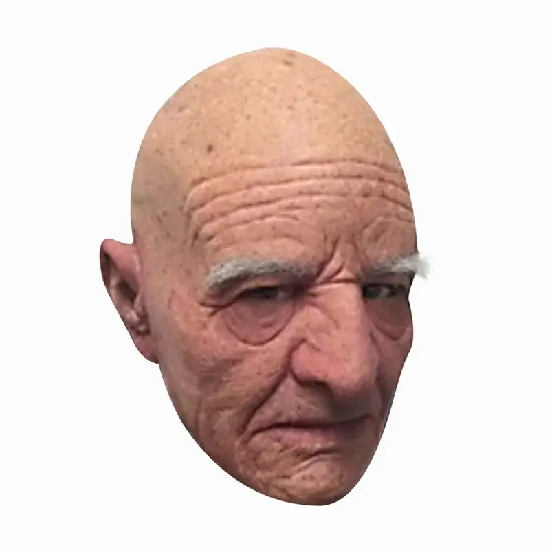 Elderly silicone mask face full face white hair tricky mask simulation latex realistic headgear