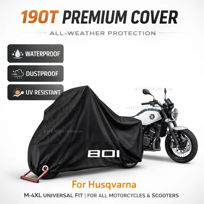 For Husqvarna Vitpilen 801 Svartpilen 801 190T Motorcycle Cover Waterproof Dustproof UV Protection All Season