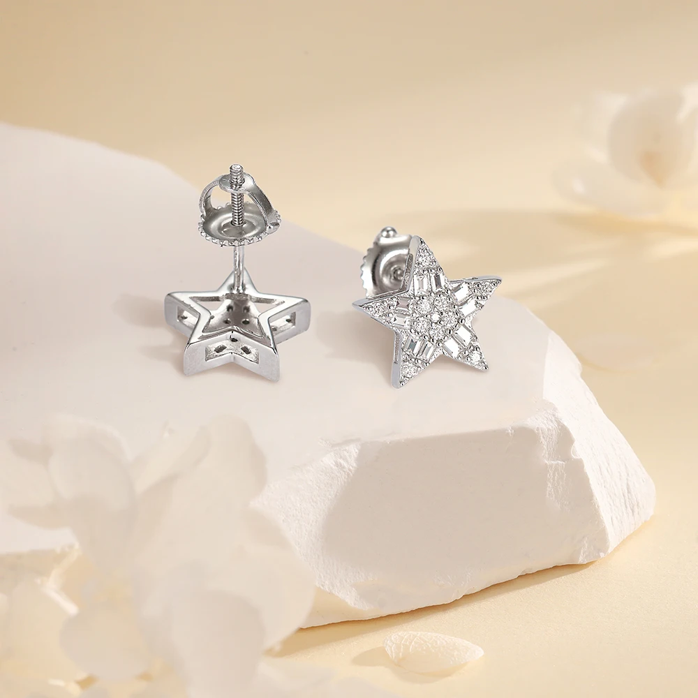 

Серьги-гвоздики со звездами из стерлингового серебра 925 пробы для женщин с сертификатом Gra Элегантные модные украшения