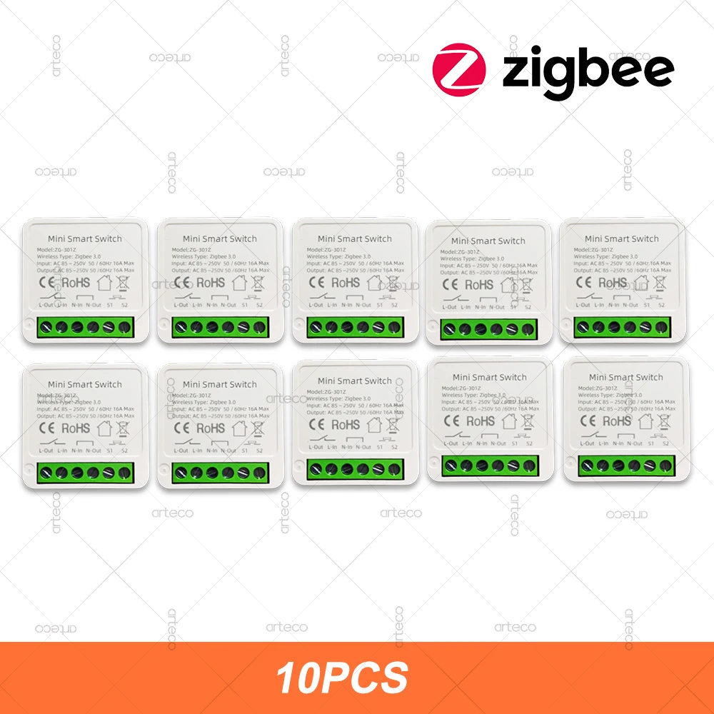 ZigBee 3.0 Smart Mini DIY Switch Automatisierungsmodul 16A Relaisunterstützung 2-Wege-Steuerung App Fernbedienung Zigbee Gateway erforderlich