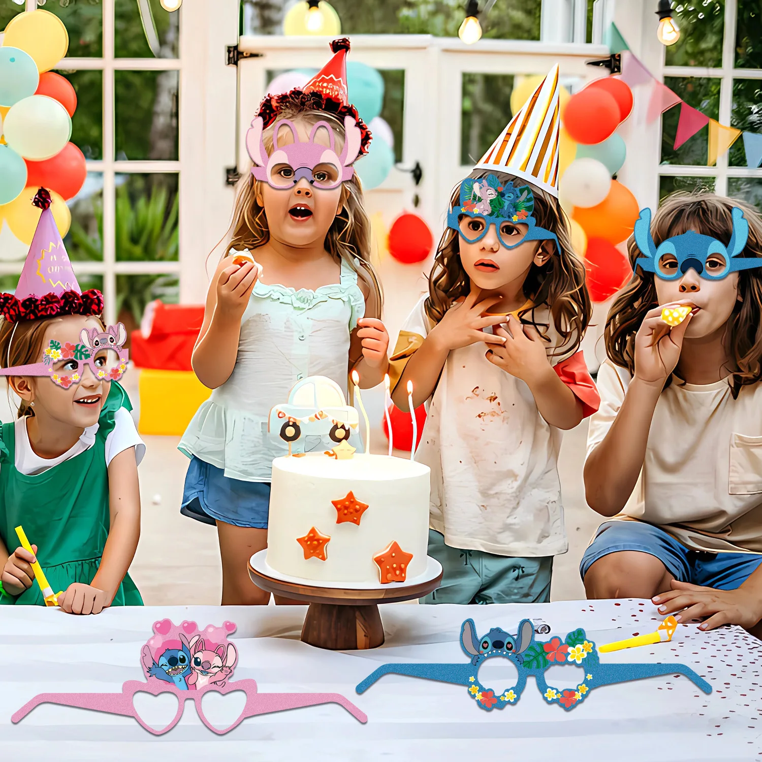 Stitch Party Papieren Bril Stitch Oogmasker Verjaardag Decoratie Stitch en Angel Feestartikelen Cosplay Maskers Feestartikelen Stitch
