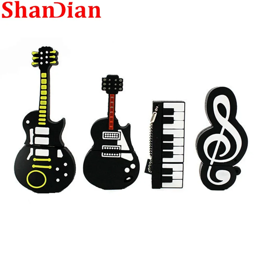 Cartoon Musical Instrument Memory Stick, Mini Pendrive, USB Flash Drive, Violino, Piano, Guitarra, Novo, presente bonito, 8GB, 16GB, 32GB, 64GB