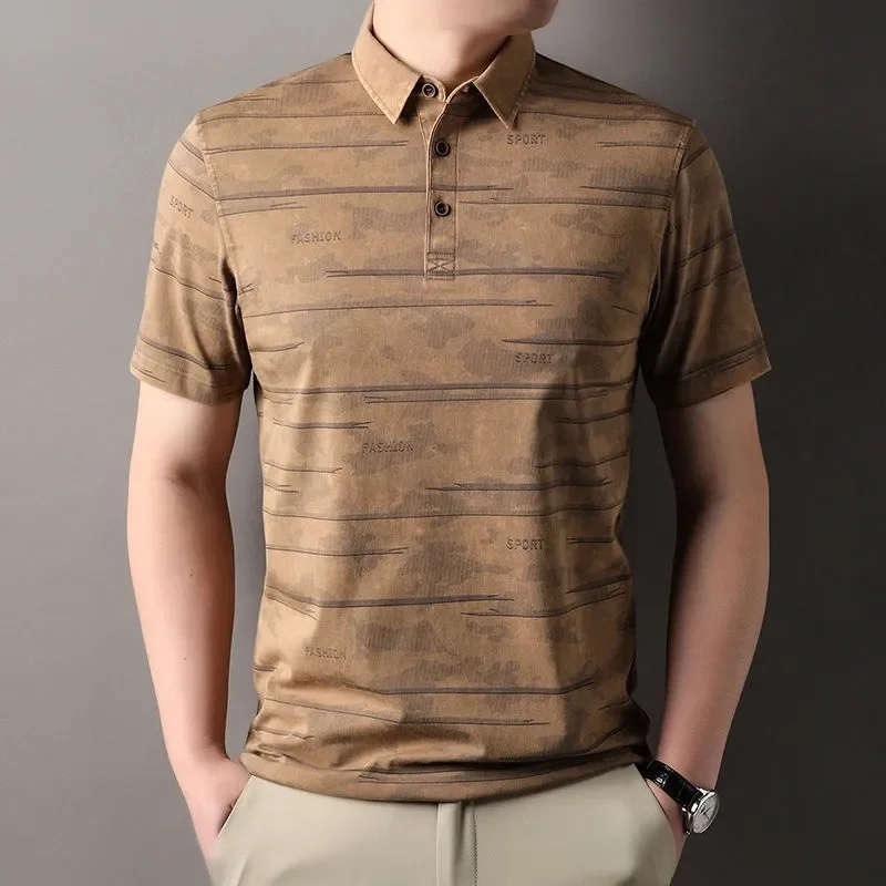 Washed Vintage T-Shirt Polo Shirt for Middle-Aged and Elderly Men, Solid Color Casual Top, British Style with Pockets, Washed and Distressed Craftsmanship, Nostalgic Retro Style with Faded Effect