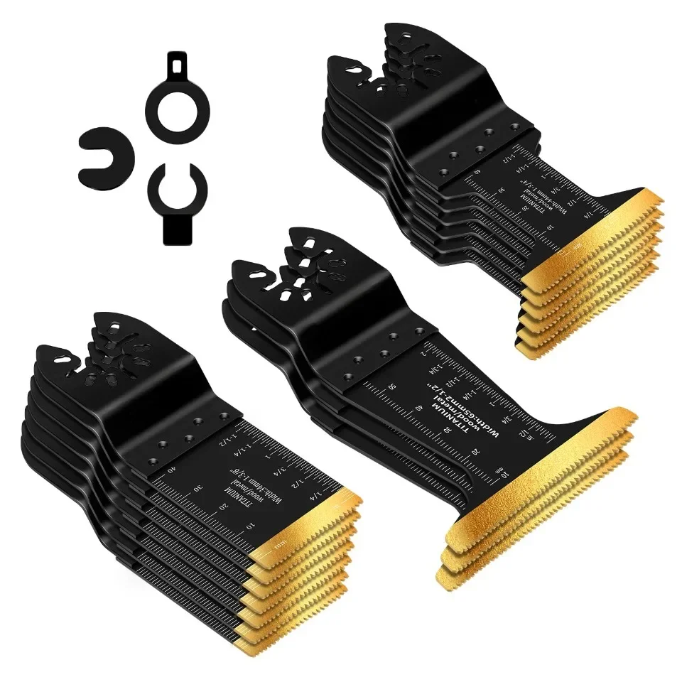 

16pcs Titanium Oscillating Tool Blades Universal Multitool Blades for Metal Wood Oscillating Saw Blade Multi Tool Blades Kits