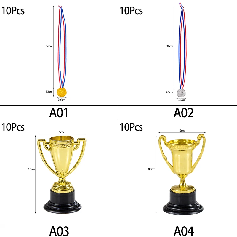 10 Stücke Kunststoff Gold Gewinner Medaillen Trophäe Kinder Spiel Sport Preis Auszeichnungen Spielzeug Für Kinder Geburtstag Party Gefälligkeiten Pinata Füllstoffe – Detail 14