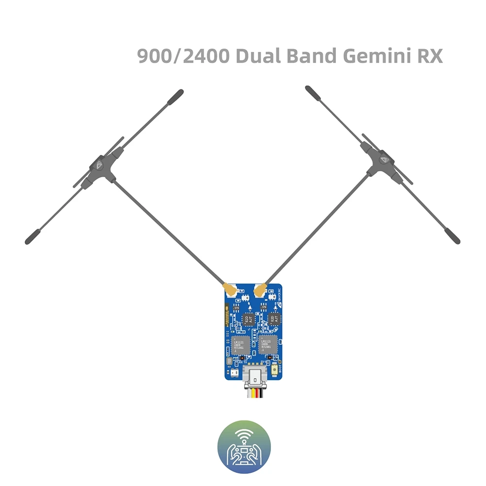 SMIEA 900 MHz / 2,4 GHz Dual Band Gemini RX per ricevitore drone FPV Diversity ELRS 915 2.4G Doppia antenna
