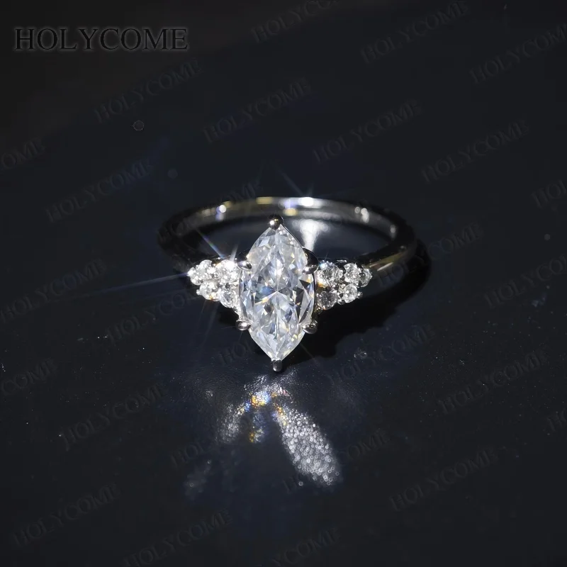 S925 Sterling Silber 1,5CT Marquise-Schliff Moissanit-Ring Paar-Ehering Unisex Verlobungs-Versprechen-Schmuck für Männer Frauen – Detail 4