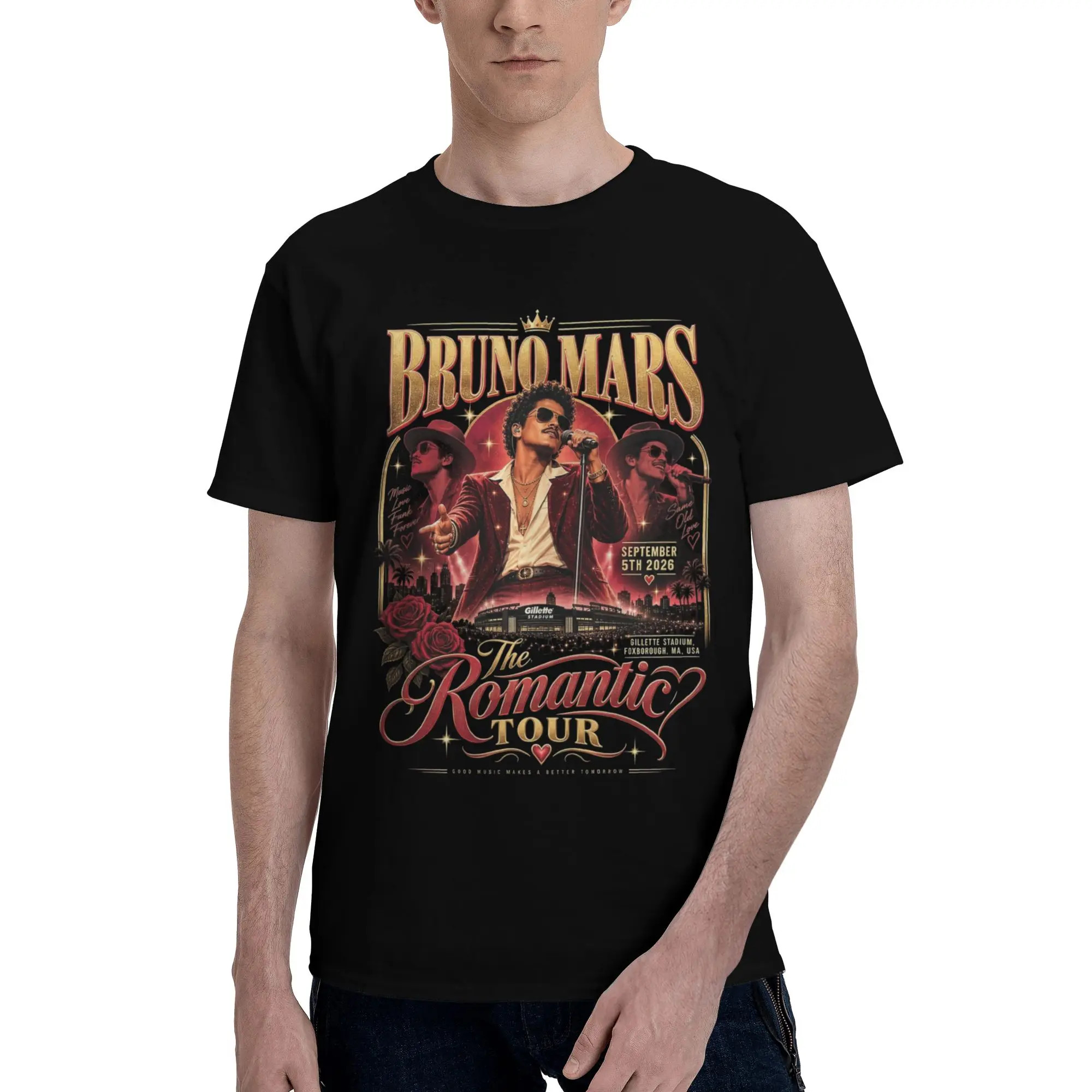 Bruno Mars Romantic Tour 2026 Outfit Unisex T Shirts Cotton Tee Graphic Printed  Tops T-shirt