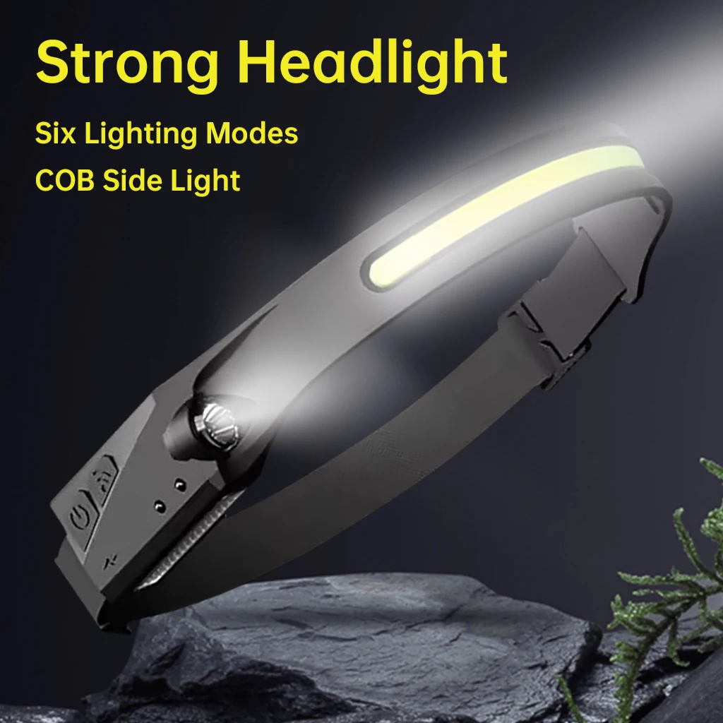 

USB Rechargeable LED Sensor Headlamp XPE+COB Headlight Led Head Torch Camping Search Light Head Flashlight for Fishing Lantern