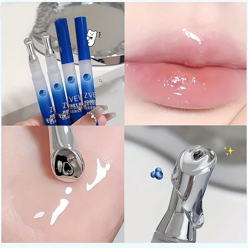 2pcs Blueberry Flavored Honey Dew Lip Essence Oil, Hydrating and Brightening Lip Oil,Plump Lips Moisturizing Lip Honey