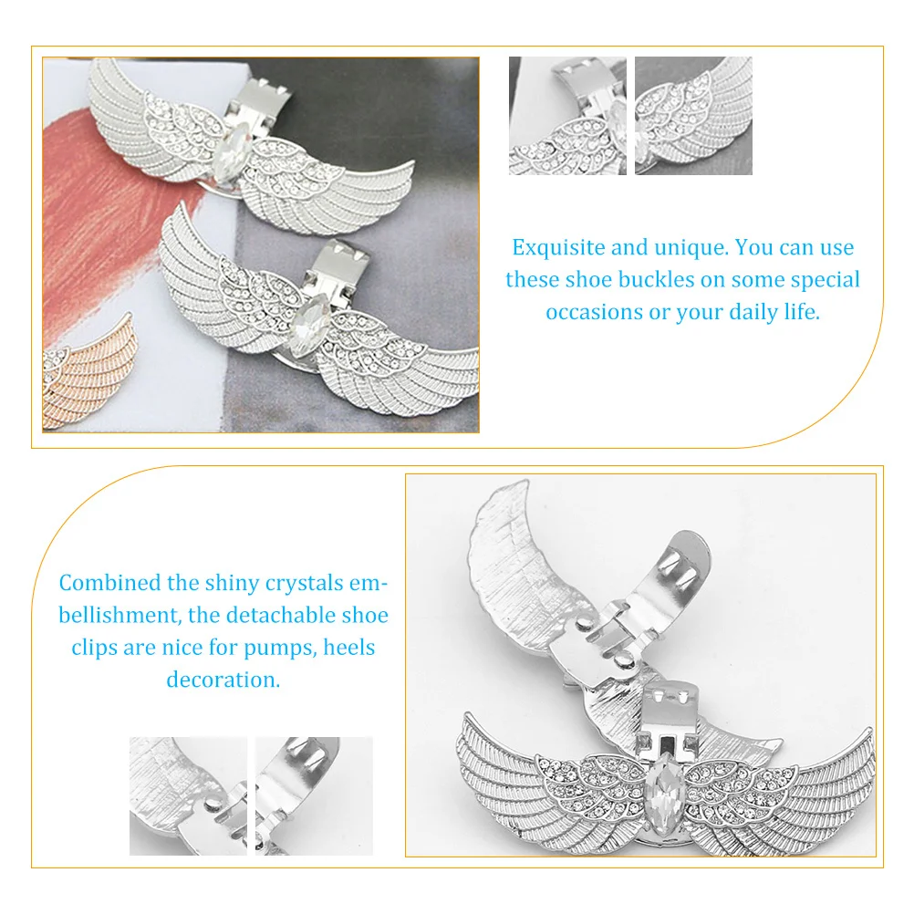 

2Pcs Crystal Shoes Buckle Clip on Shoe Embellishments Gorgeous Alloy Fasteners for Pumps Wedding Bridal Shoes Decoration Fancy