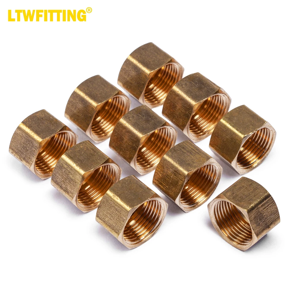 

LTWFITTING 3/8-Inch Brass Compression Cap Stop Valve Cap,Brass Compression Fitting(Pack of 10)