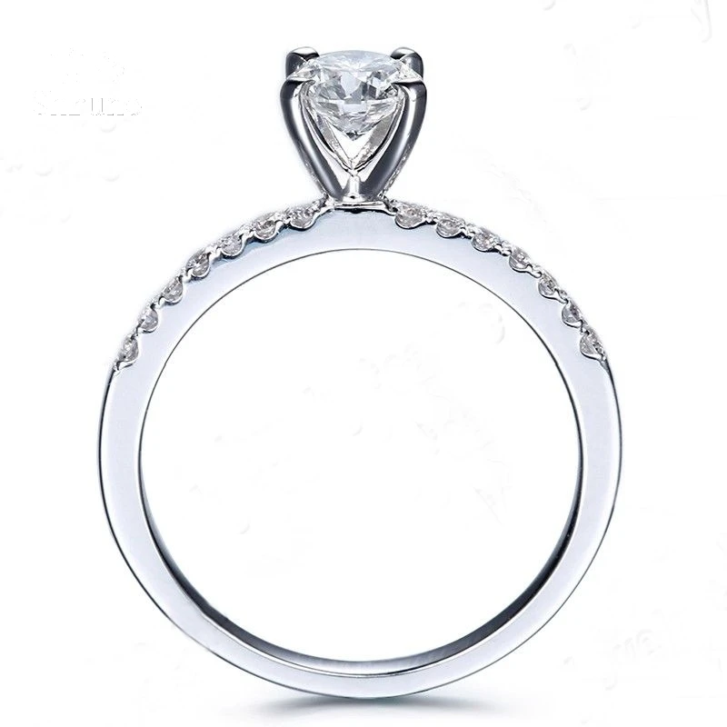 هيلون 0.7ct مويسانيتي الصلبة 14K الذهب الأبيض خاتم VVS/DEF الجولة 5 مللي متر مويسانيتي الماس خاتم الخطوبة الزفاف غرامة مجوهرات #3