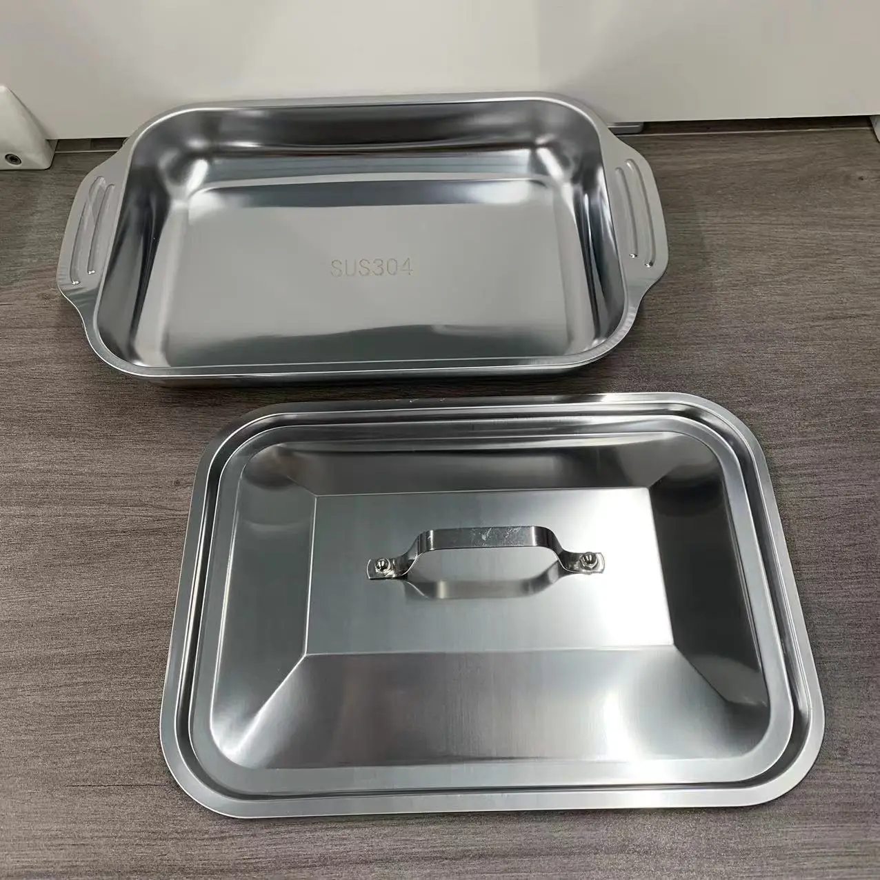 

1 set 1 Set Stainless Steel Roasting Pan Deep Rectangular Baking Tray For Fish Meat Grilling Large Oven Grill Tray Family Meals