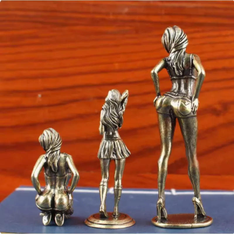 1pc/2pcs Solid Copper Beautiful Woman Ornament Sexy Bikini Beauty Figurine Girl Model Collectible Statue Gifts For Man Brothers
