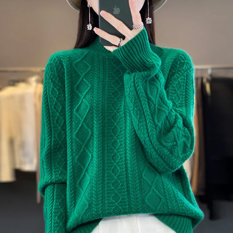 2024 Autumn Winter New Women\'s Sweaters Knitted Jumper Long Sleeve Casual Sweater Knit Pullovers Bottoming Shirt Female Tops