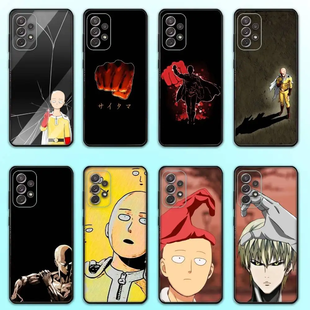 Funda de teléfono Anime O-One P-Punch Man para Samsung S 25,24,23,22,30,21,10,9,Ultra,Plus,Lite,FE,4,5 G, funda negra suave
