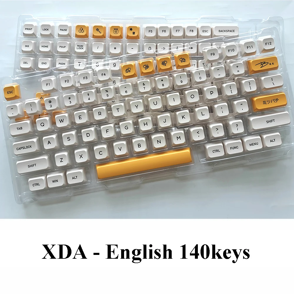 Honey Milk PBT Keycaps Mechanical Keyboard Keycaps 6.25U 7U Spacebar White Yellow English Japanese WDA1 Hot sublimation Keycaps