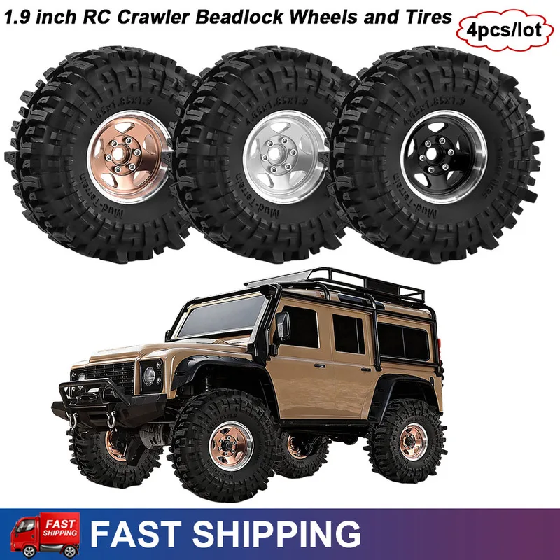 1.9 inch Metal Beadlock Wheel & Tires 118*47mm for 1/10 Traxxas TRX4 TRX6 Axial Scx10 90046 RC4WD D90 SCX10 RC Crawler